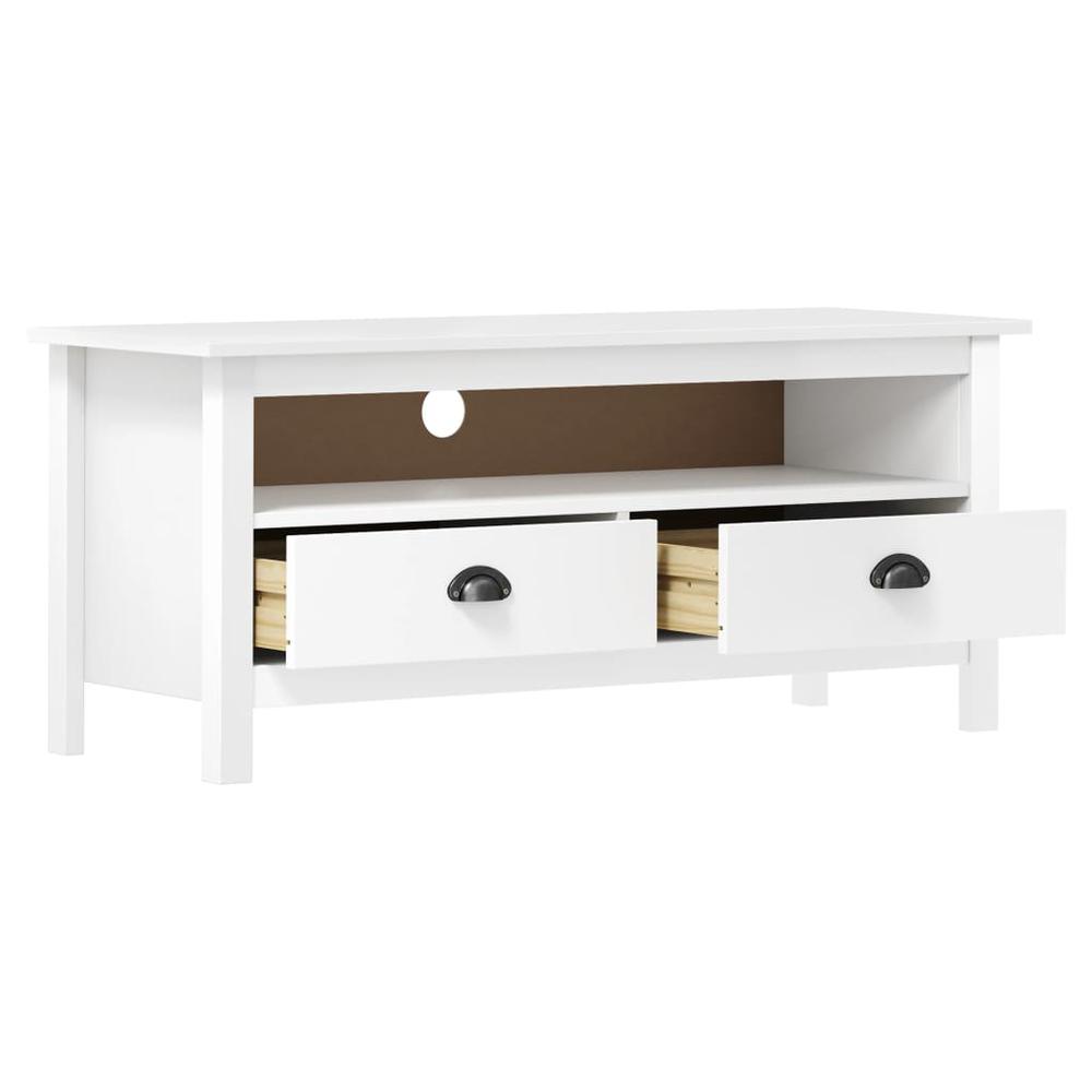 TV Stand Hill White 43.3"x15.7"x18.5" Solid Pine Wood. Picture 2