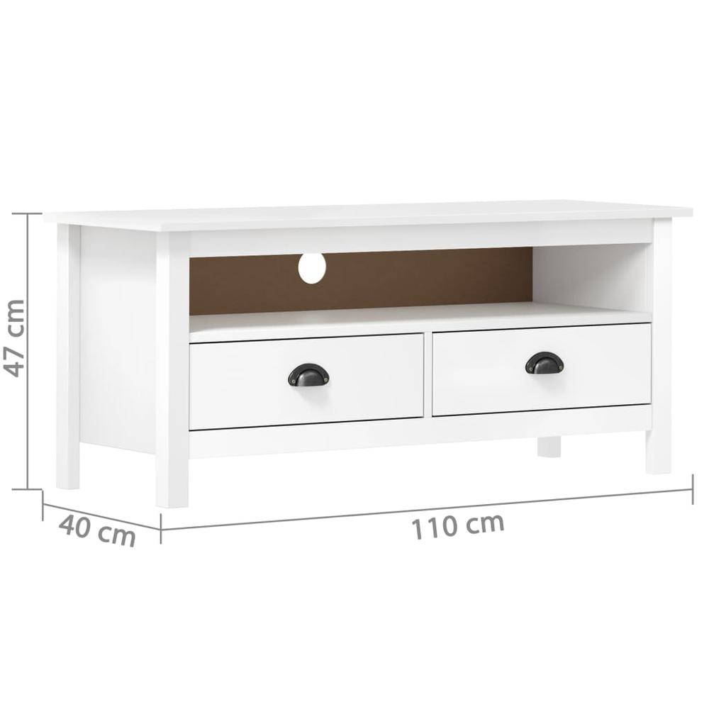 TV Stand Hill White 43.3"x15.7"x18.5" Solid Pine Wood. Picture 3