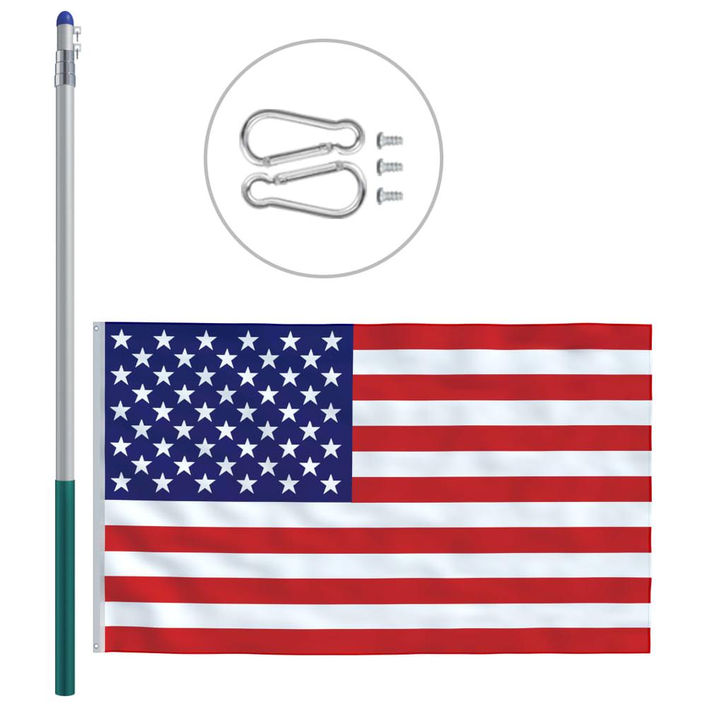 vidaXL US Flag and Pole Aluminum 236.2" 3354. Picture 6
