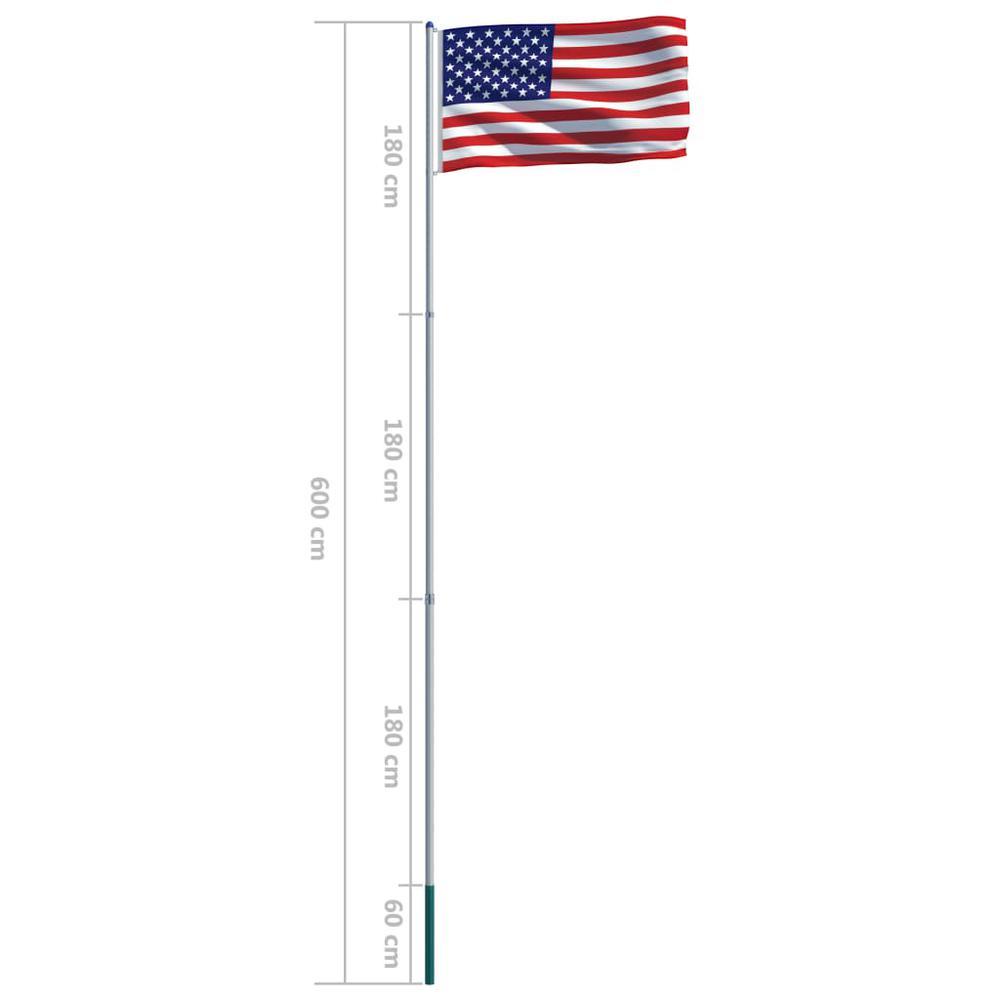 vidaXL US Flag and Pole Aluminum 236.2" 3354. Picture 8