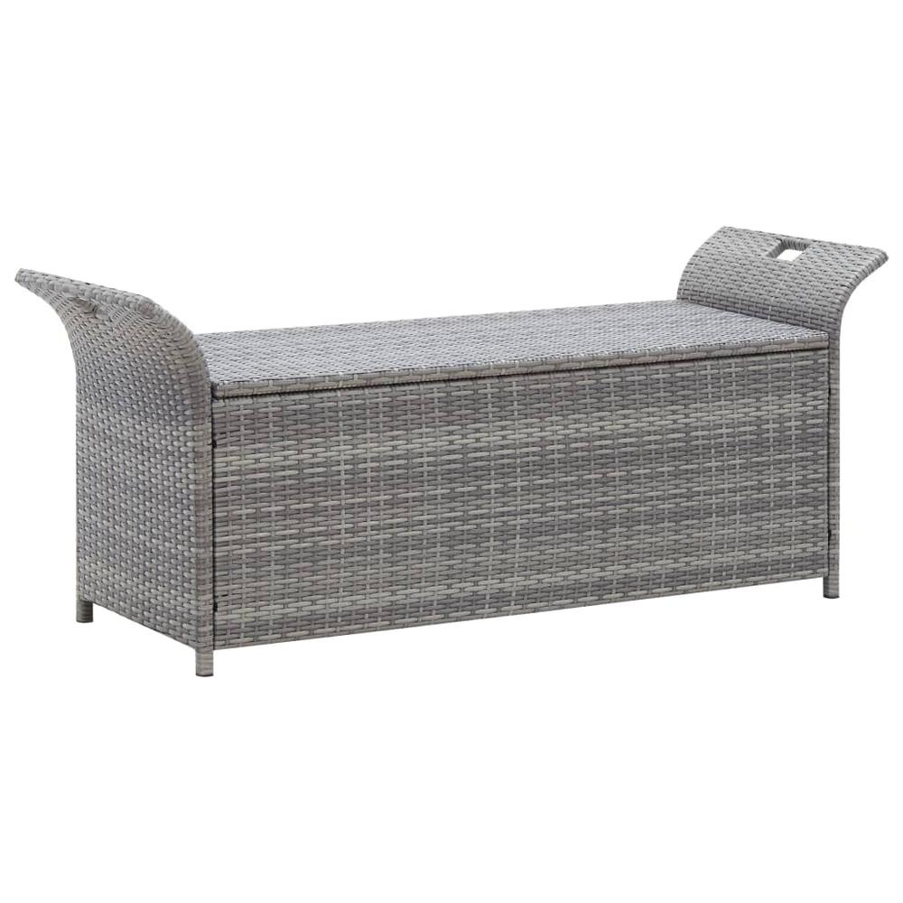 Storage Bench with Cushion Gray 54.3" Poly Rattan. Picture 1
