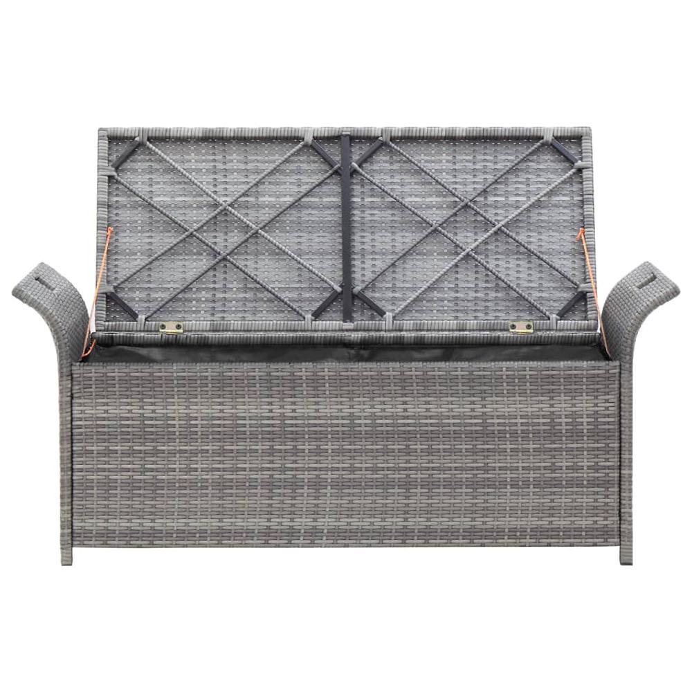 Storage Bench with Cushion Gray 54.3" Poly Rattan. Picture 3