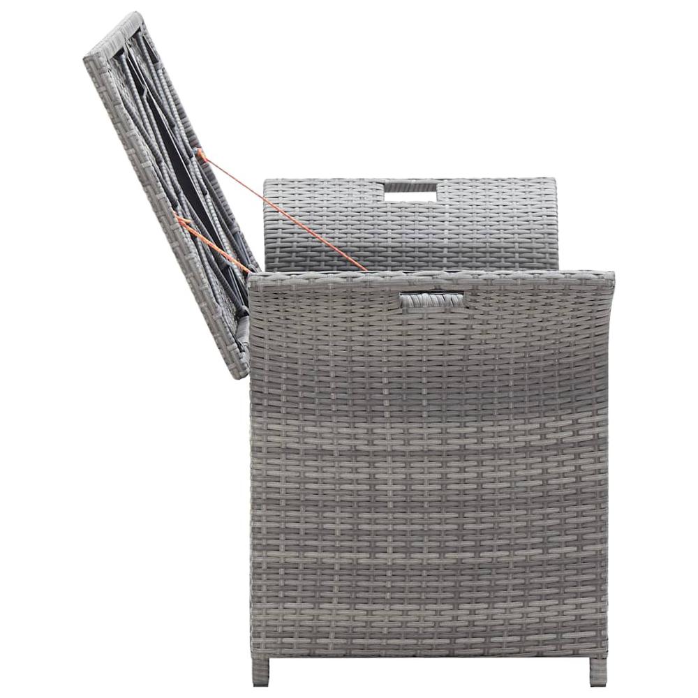Storage Bench with Cushion Gray 54.3" Poly Rattan. Picture 4