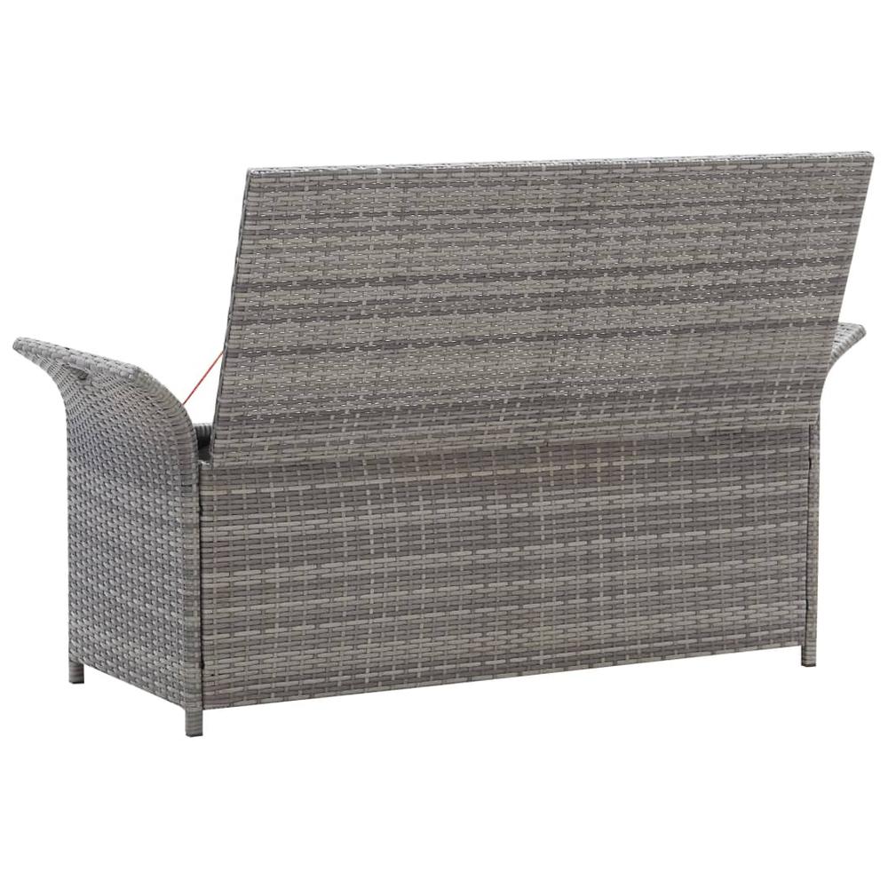 Storage Bench with Cushion Gray 54.3" Poly Rattan. Picture 5