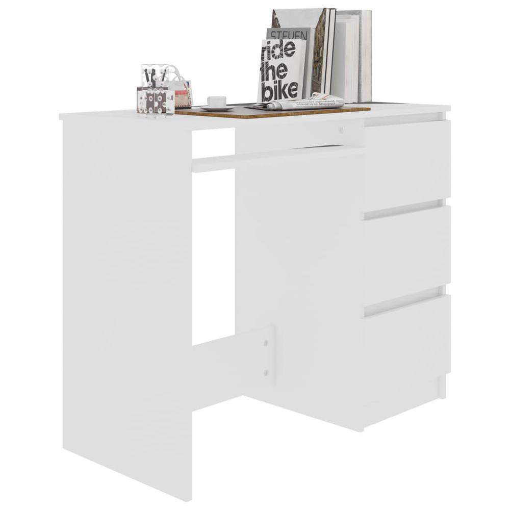vidaXL Desk White 35.4"x17.7"x29.9" Chipboard, 801373. Picture 3