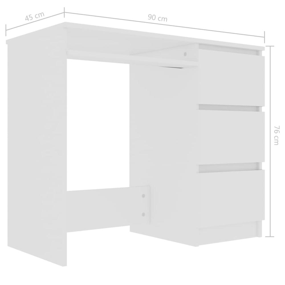 vidaXL Desk White 35.4"x17.7"x29.9" Chipboard, 801373. Picture 6