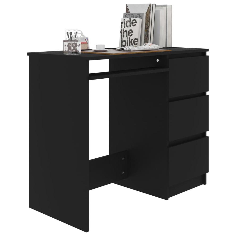 vidaXL Desk Black 35.4"x17.7"x29.9" Chipboard, 801374. Picture 3