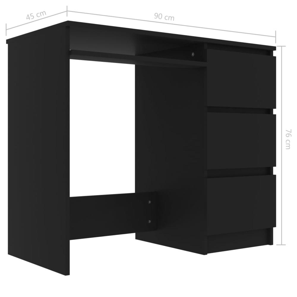 vidaXL Desk Black 35.4"x17.7"x29.9" Chipboard, 801374. Picture 6