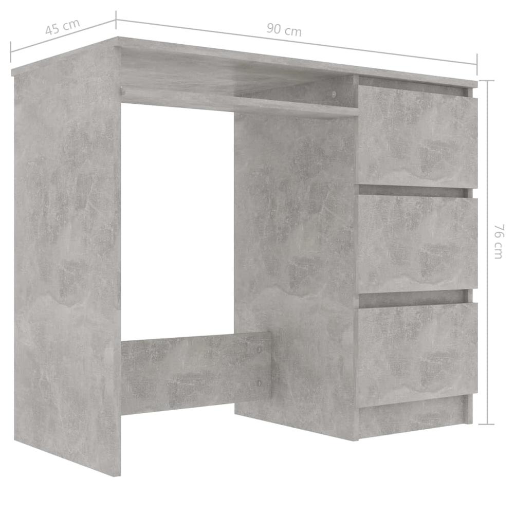 vidaXL Desk Concrete Gray 35.4"x17.7"x29.9" Chipboard, 801377. Picture 6