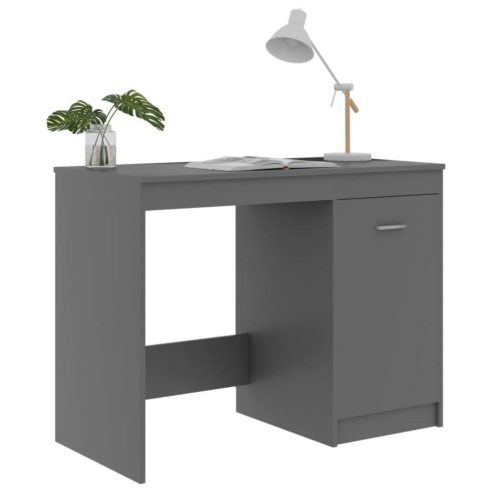 vidaXL Desk Gray 39.4"x19.7"x29.9" Chipboard, 801798. Picture 4