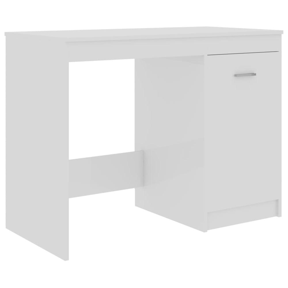 vidaXL Desk High Gloss White 39.4"x19.7"x29.9" Chipboard, 801802. Picture 2