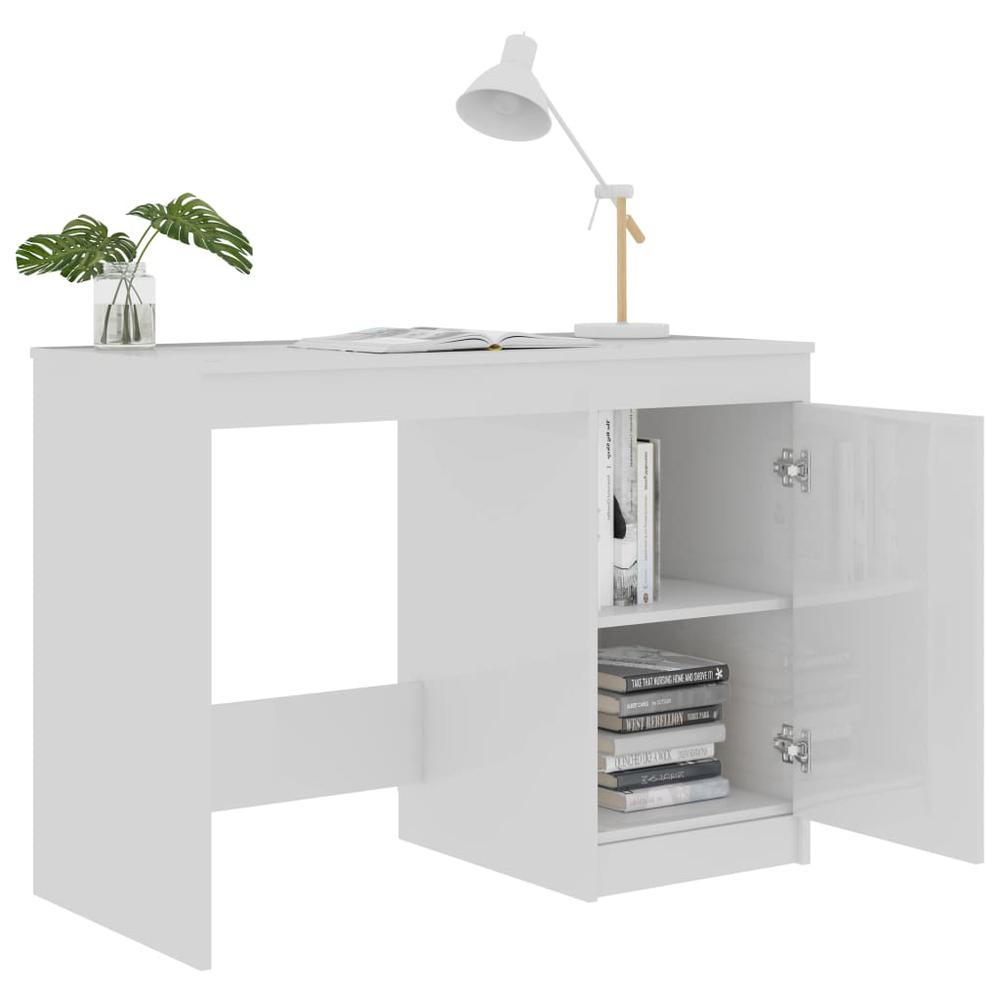vidaXL Desk High Gloss White 39.4"x19.7"x29.9" Chipboard, 801802. Picture 5