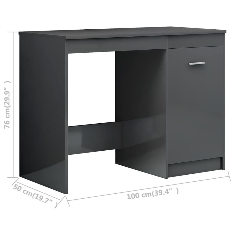 vidaXL Desk High Gloss Gray 39.4"x19.7"x29.9" Chipboard 1804. Picture 7