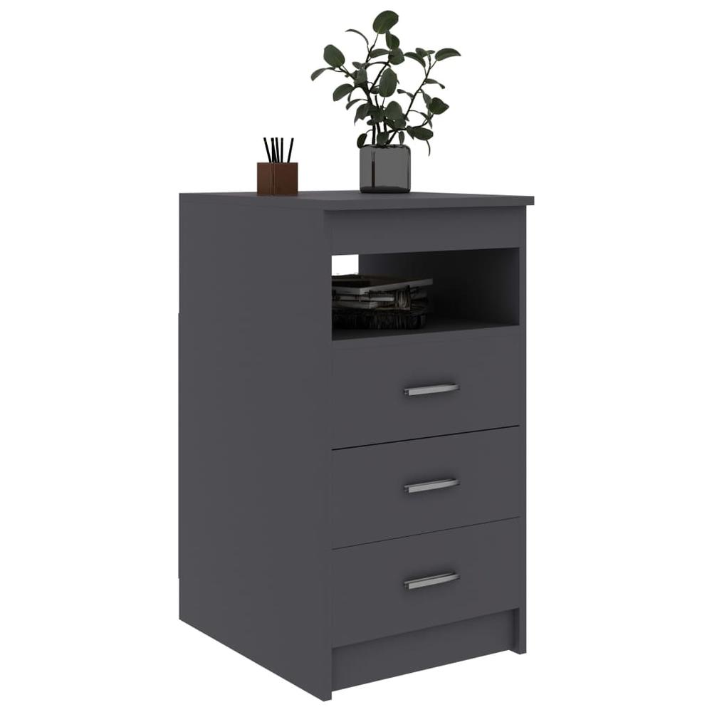 vidaXL Drawer Cabinet Gray 15.7"x19.7"x29.9" Chipboard, 801807. Picture 3