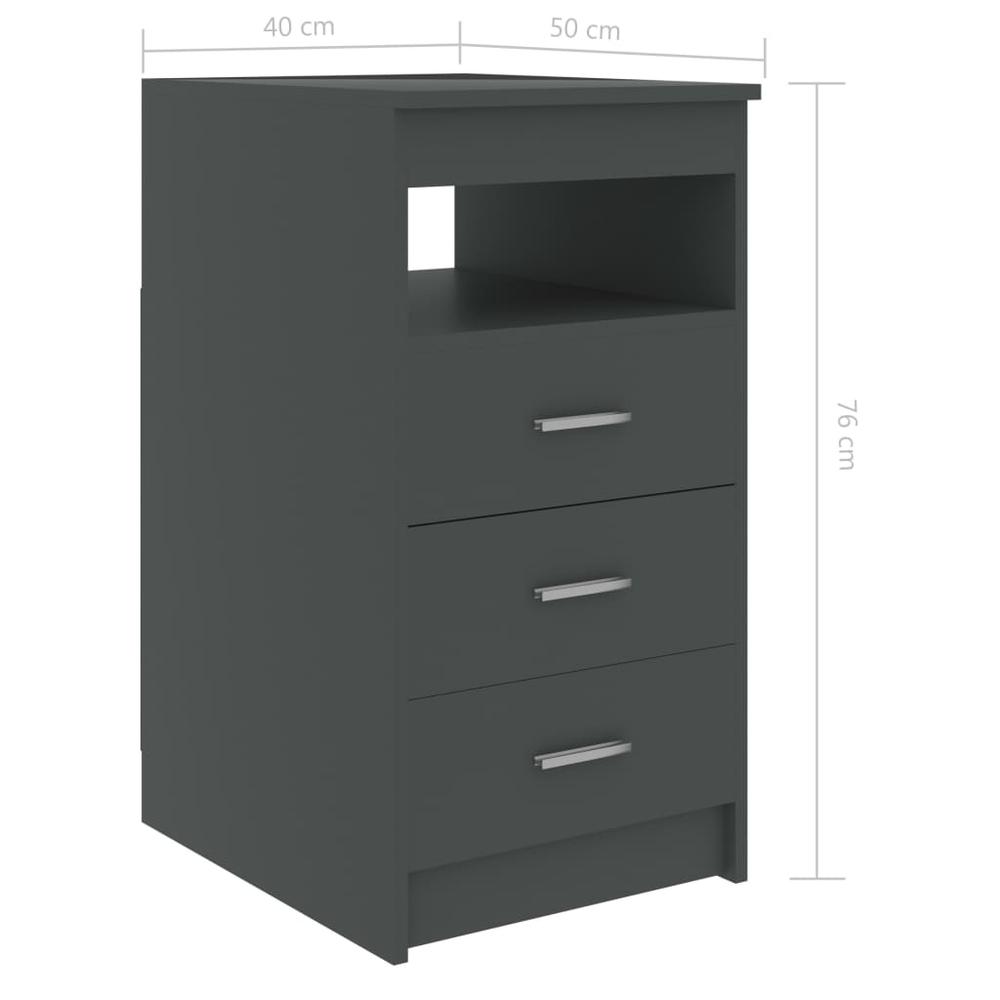 vidaXL Drawer Cabinet Gray 15.7"x19.7"x29.9" Chipboard, 801807. Picture 6