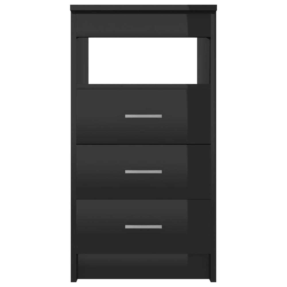 vidaXL Drawer Cabinet Hign Gloss Black 15.7"x19.7"x29.9" Chipboard 1812. Picture 4