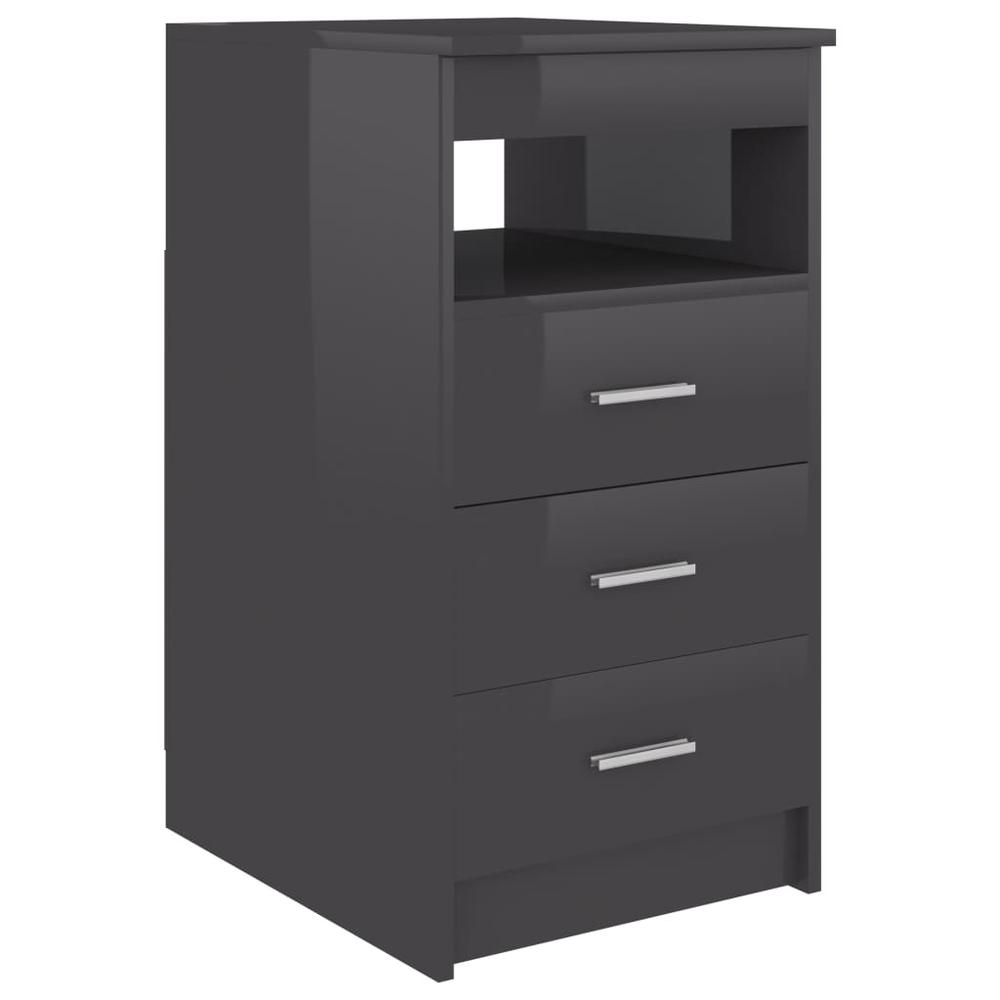 vidaXL Drawer Cabinet Hign Gloss Gray 15.7"x19.7"x29.9" Chipboard 1813. Picture 2