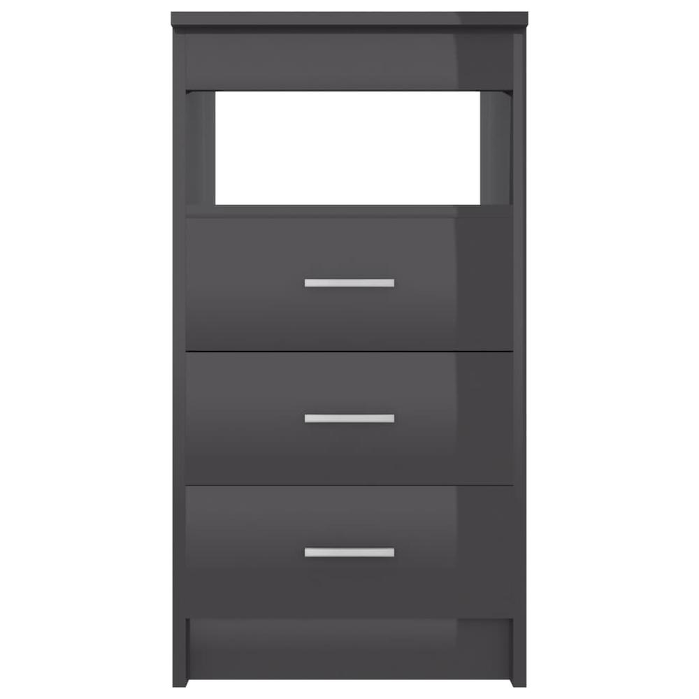 vidaXL Drawer Cabinet Hign Gloss Gray 15.7"x19.7"x29.9" Chipboard 1813. Picture 4