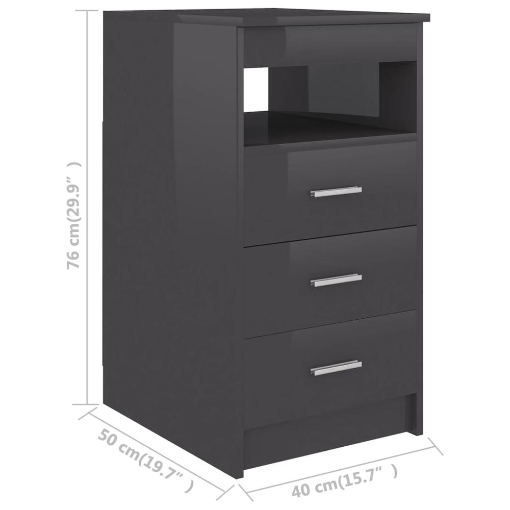 vidaXL Drawer Cabinet Hign Gloss Gray 15.7"x19.7"x29.9" Chipboard 1813. Picture 6