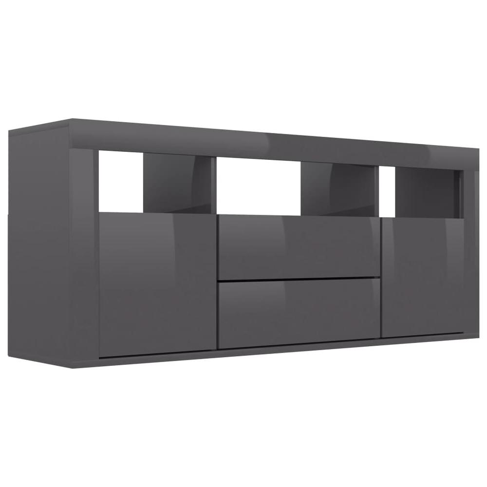 vidaXL TV Cabinet High Gloss Gray 47.2"x11.8"x19.7" Chipboard 1822. Picture 2