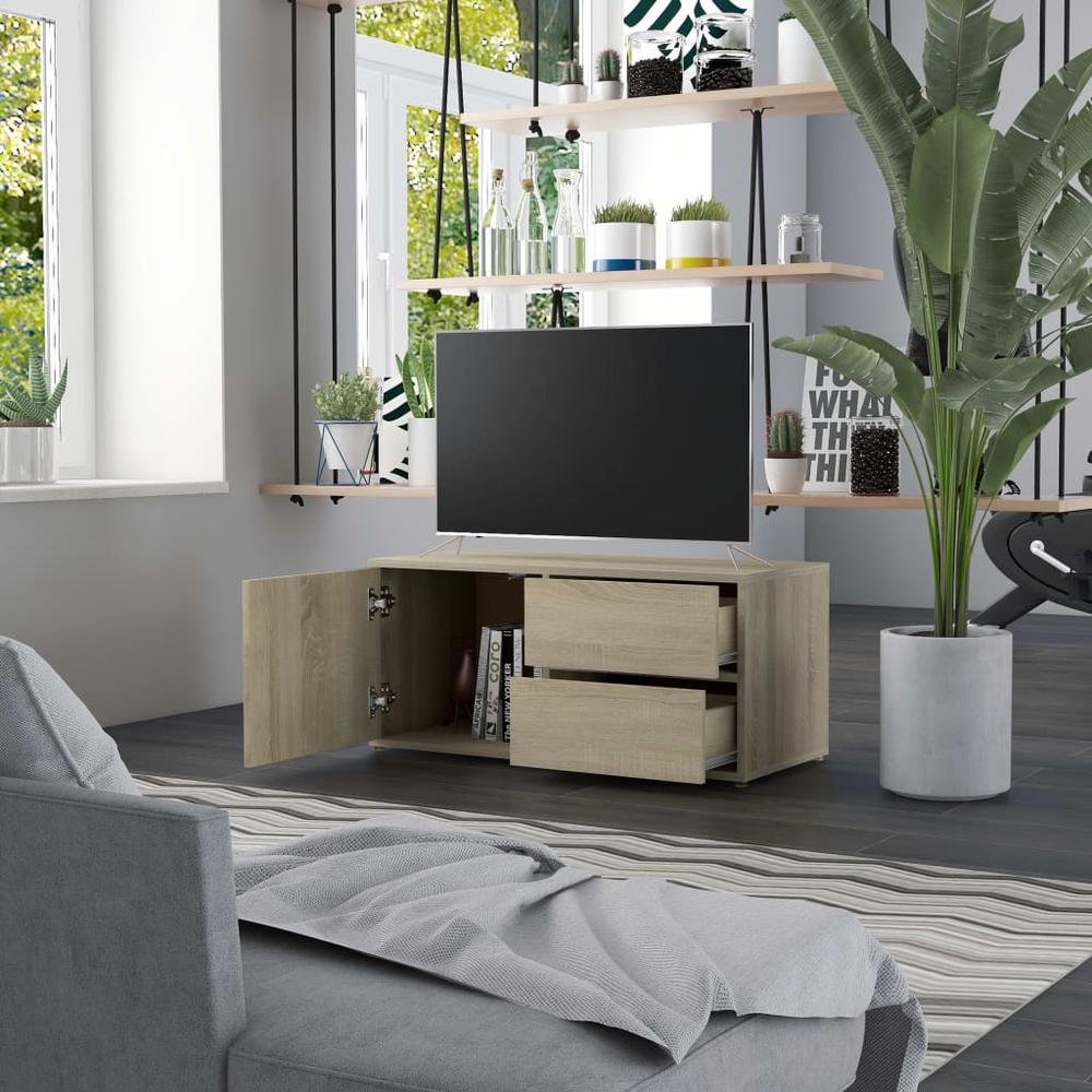 vidaXL TV Cabinet Sonoma Oak 31.5"x13.4"x14.1" Chipboard, 801853. Picture 3