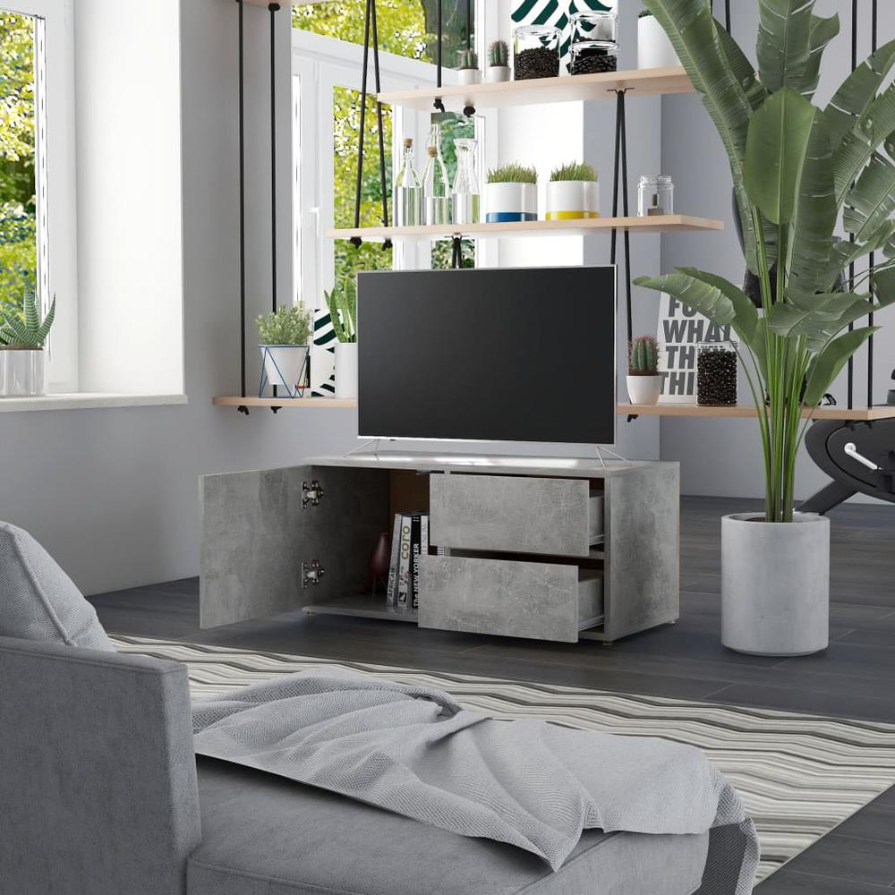 vidaXL TV Cabinet Concrete Gray 31.5"x13.4"x14.1" Chipboard, 801854. Picture 3