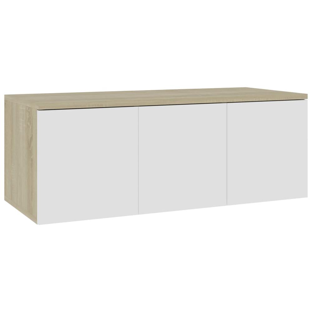 vidaXL TV Cabinet White and Sonoma Oak 31.5"x13.4"x11.8" Chipboard, 801864. Picture 2