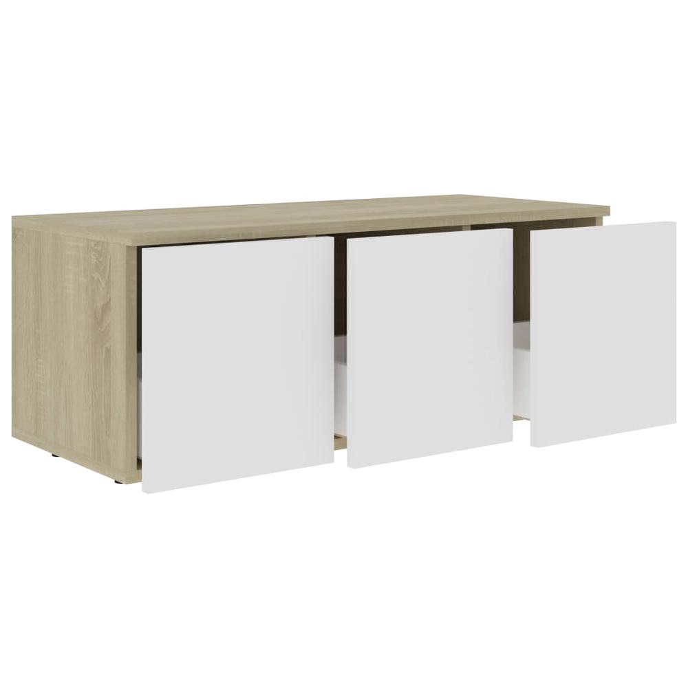 vidaXL TV Cabinet White and Sonoma Oak 31.5"x13.4"x11.8" Chipboard, 801864. Picture 5