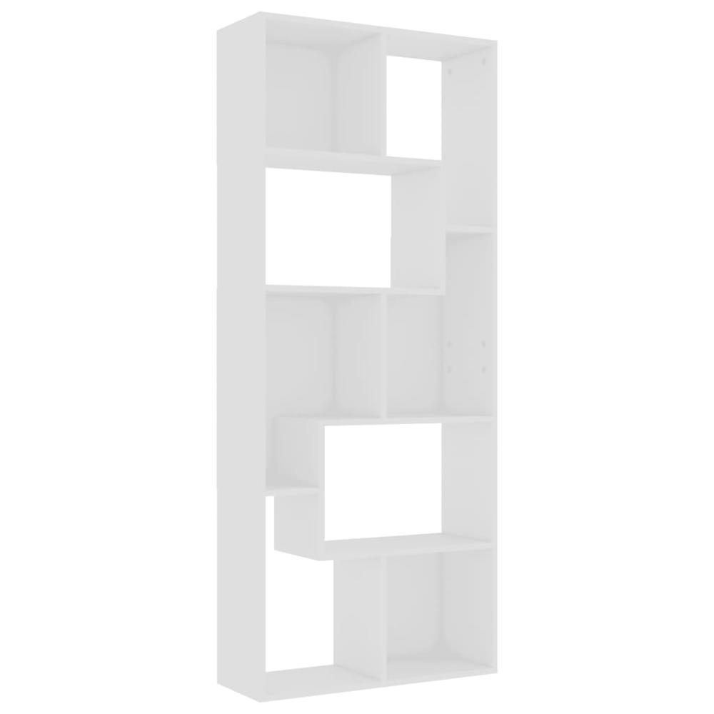 vidaXL Book Cabinet White 26.4"x9.4"x63.4" Chipboard, 801877. Picture 2