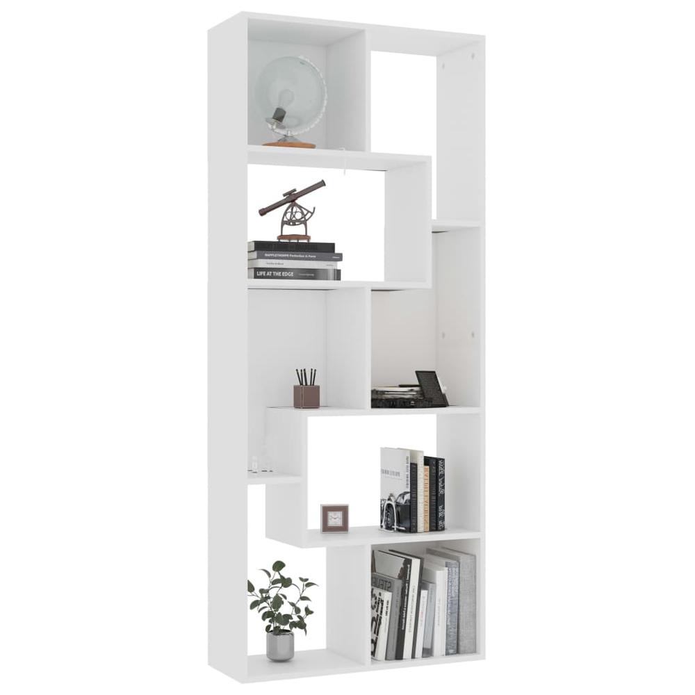 vidaXL Book Cabinet White 26.4"x9.4"x63.4" Chipboard, 801877. Picture 4