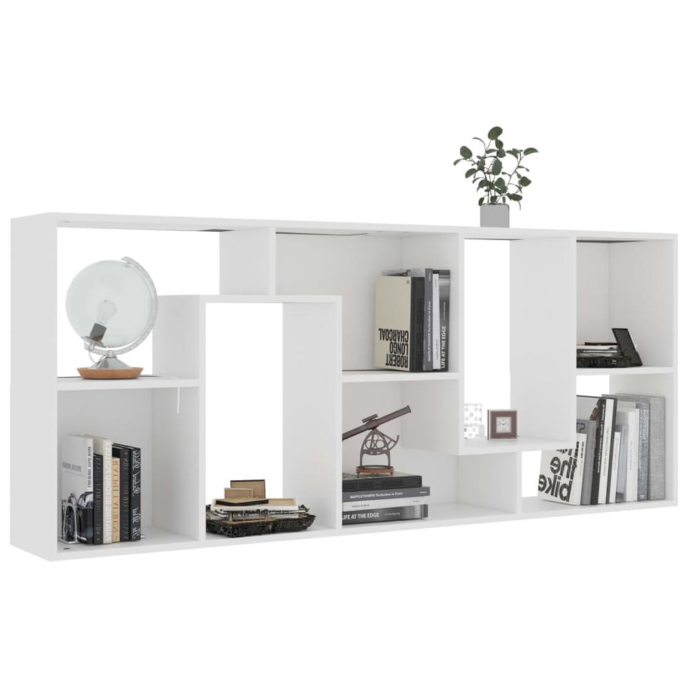 vidaXL Book Cabinet White 26.4"x9.4"x63.4" Chipboard, 801877. Picture 5