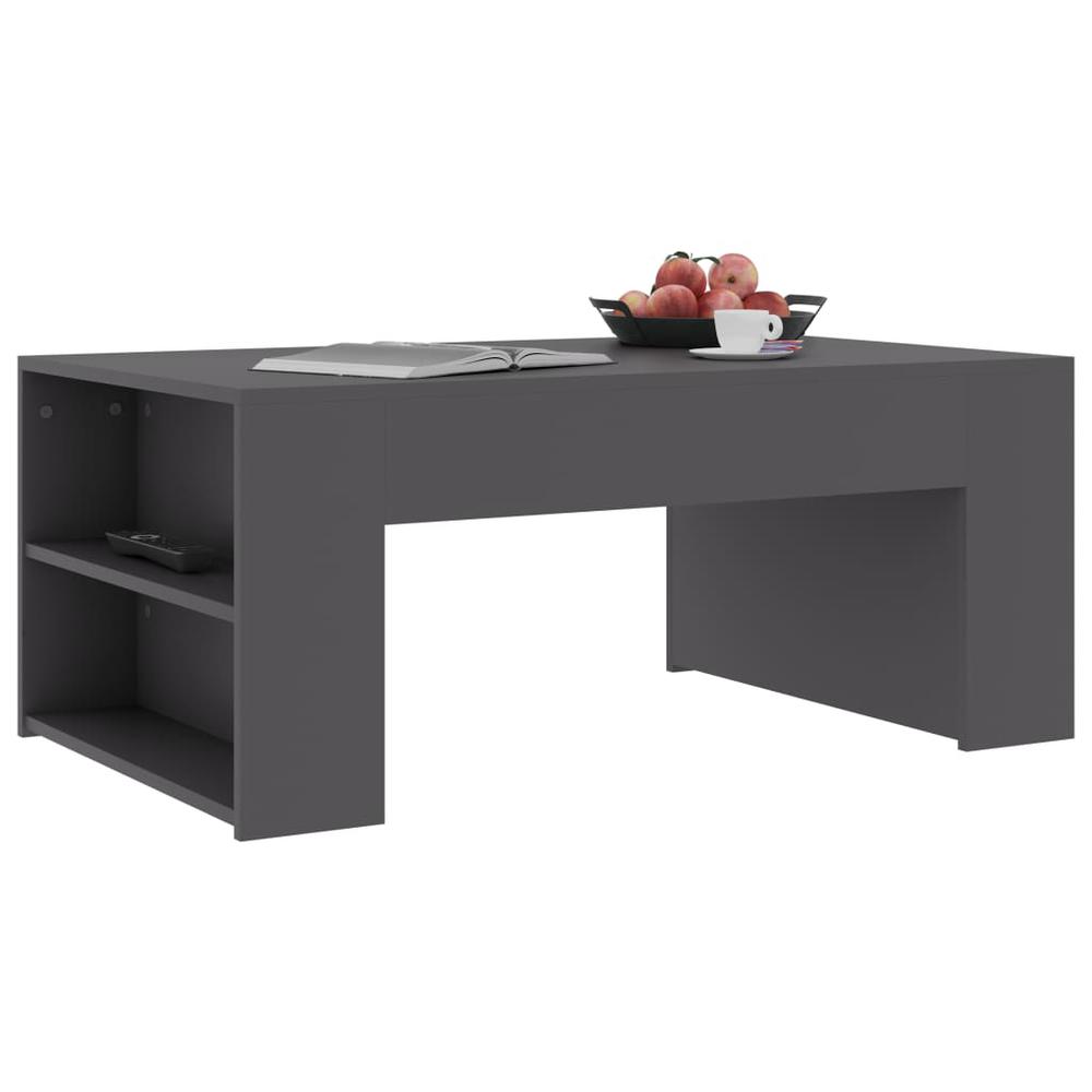 vidaXL Coffee Table Gray 39.4"x23.6"x16.5" Chipboard, 802113. Picture 3