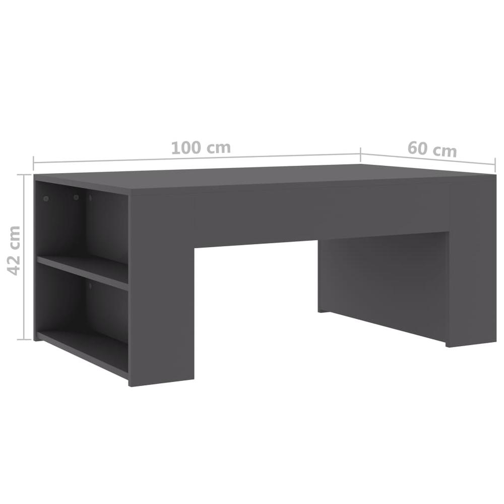 vidaXL Coffee Table Gray 39.4"x23.6"x16.5" Chipboard, 802113. Picture 6