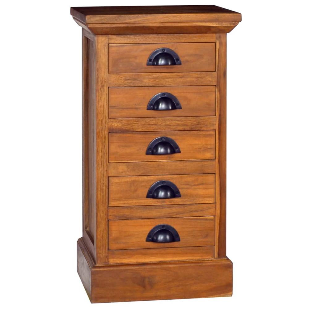 vidaXL 5-Drawer Cabinet 13.8"x11.8"x23.6" Solid Teak Wood, 289065. Picture 1