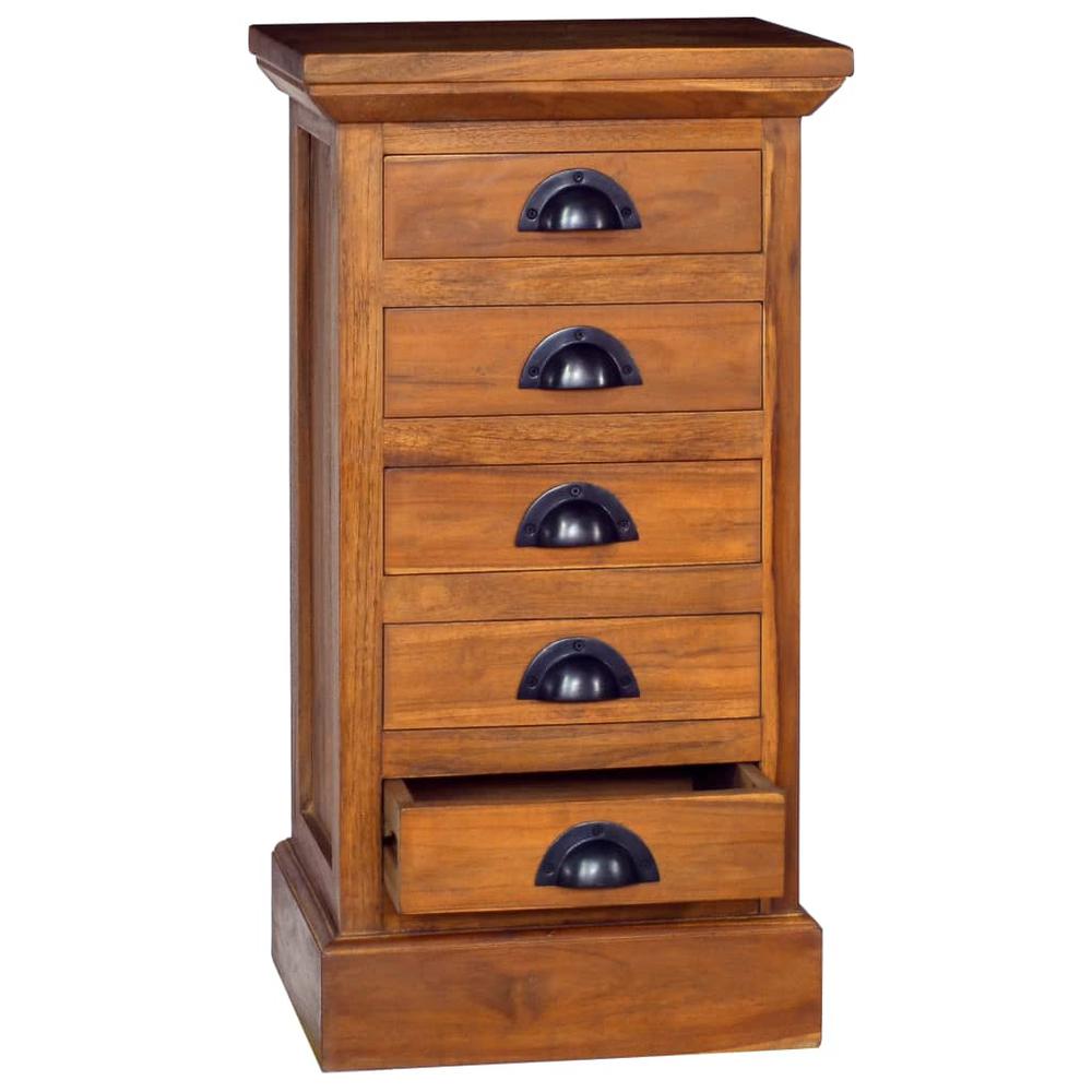vidaXL 5-Drawer Cabinet 13.8"x11.8"x23.6" Solid Teak Wood, 289065. Picture 2