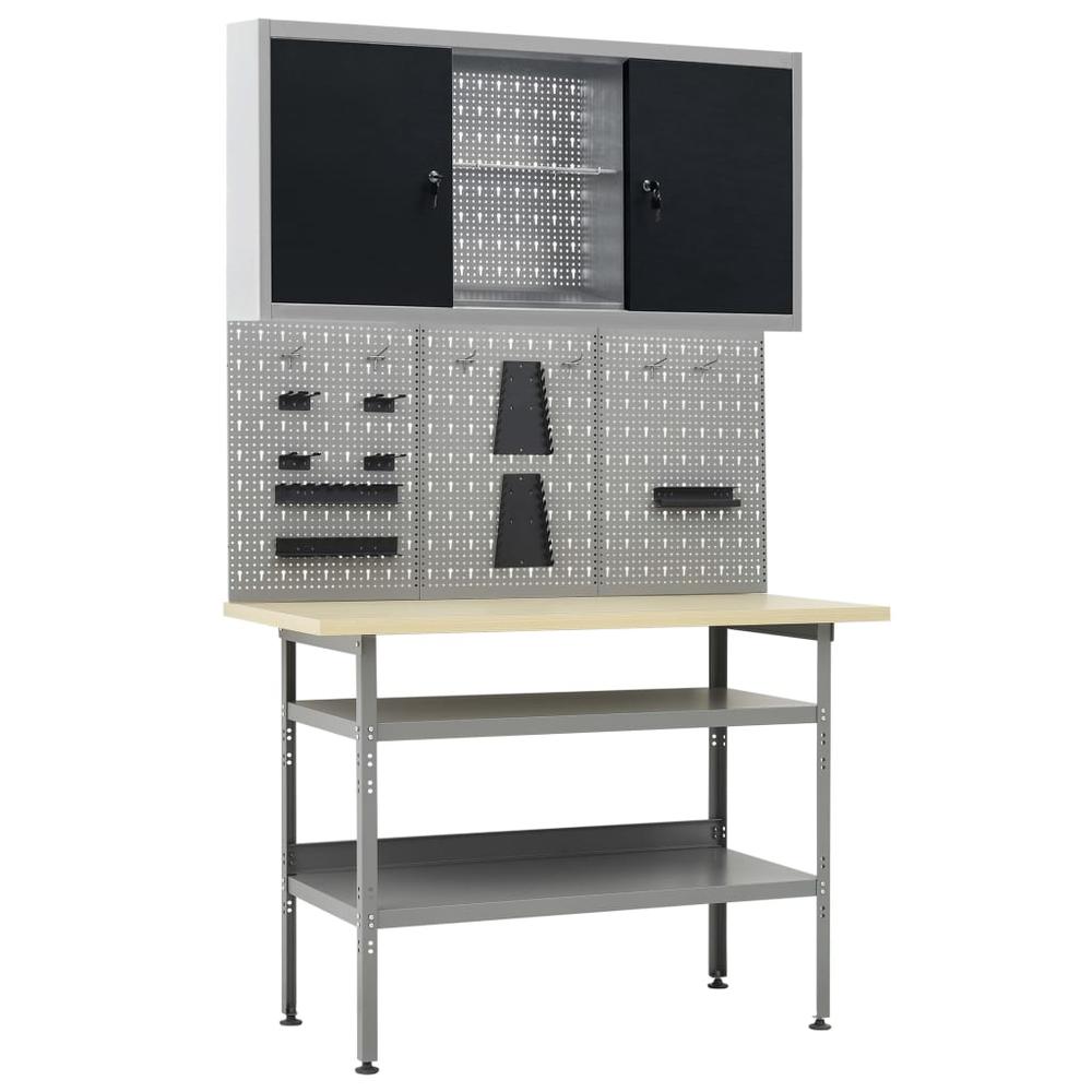 vidaXL Workbench with Three Wall Panels and One Cabinet, 3053431. Picture 1