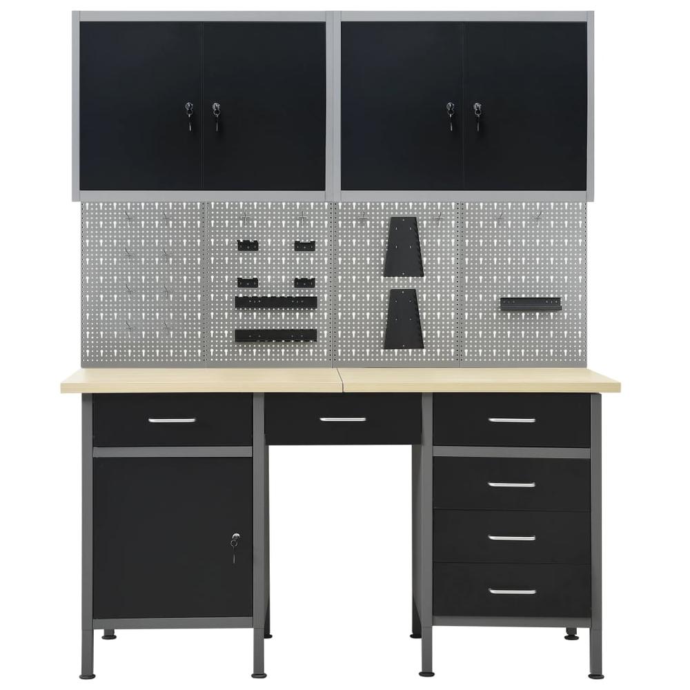 vidaXL Workbench with Four Wall Panels and Two Cabinets, 3053434. Picture 3
