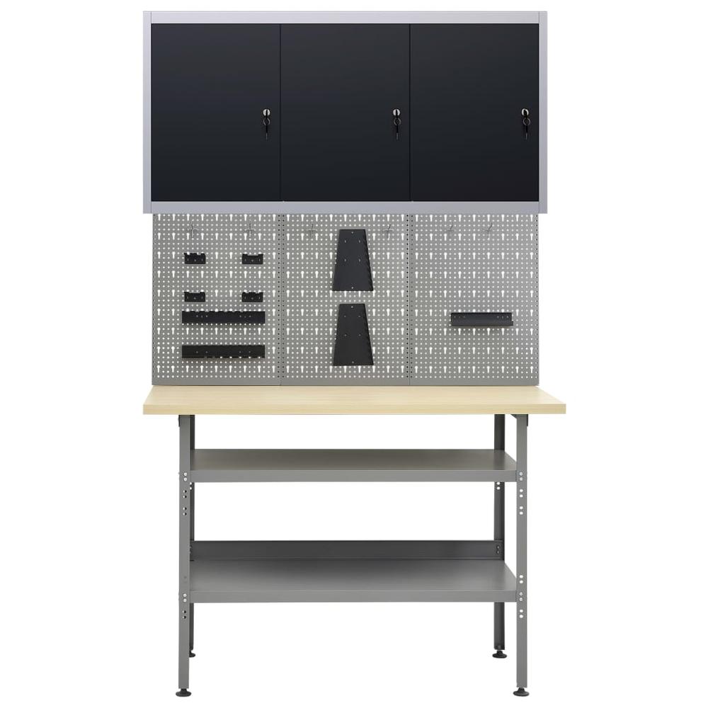 vidaXL Workbench with Three Wall Panels and One Cabinet, 3053436. Picture 3