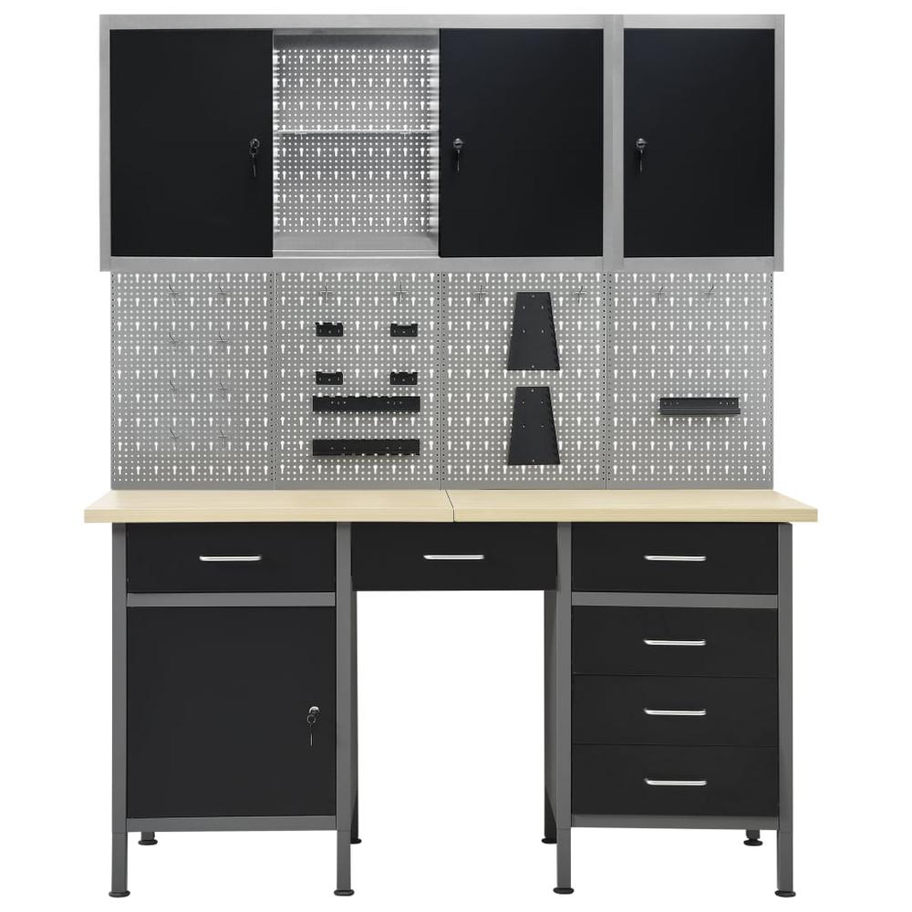 vidaXL Workbench with Four Wall Panels and Two Cabinets, 3053439. Picture 3