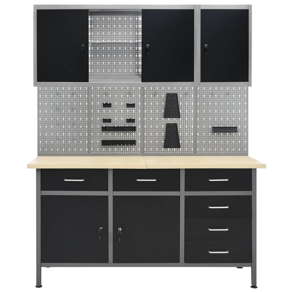 vidaXL Workbench with Four Wall Panels and Two Cabinets, 3053440. Picture 3