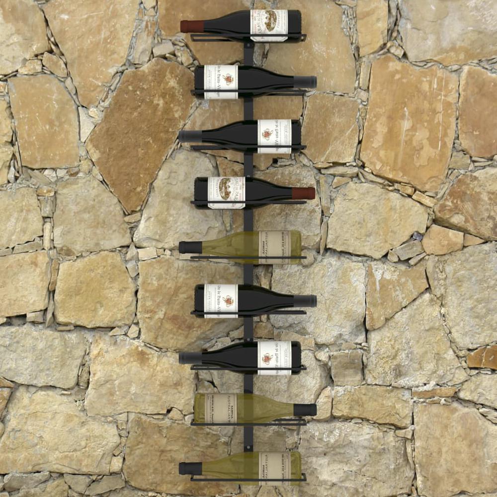 Wall-mounted Wine Rack for 9 Bottles Black Iron. Picture 4