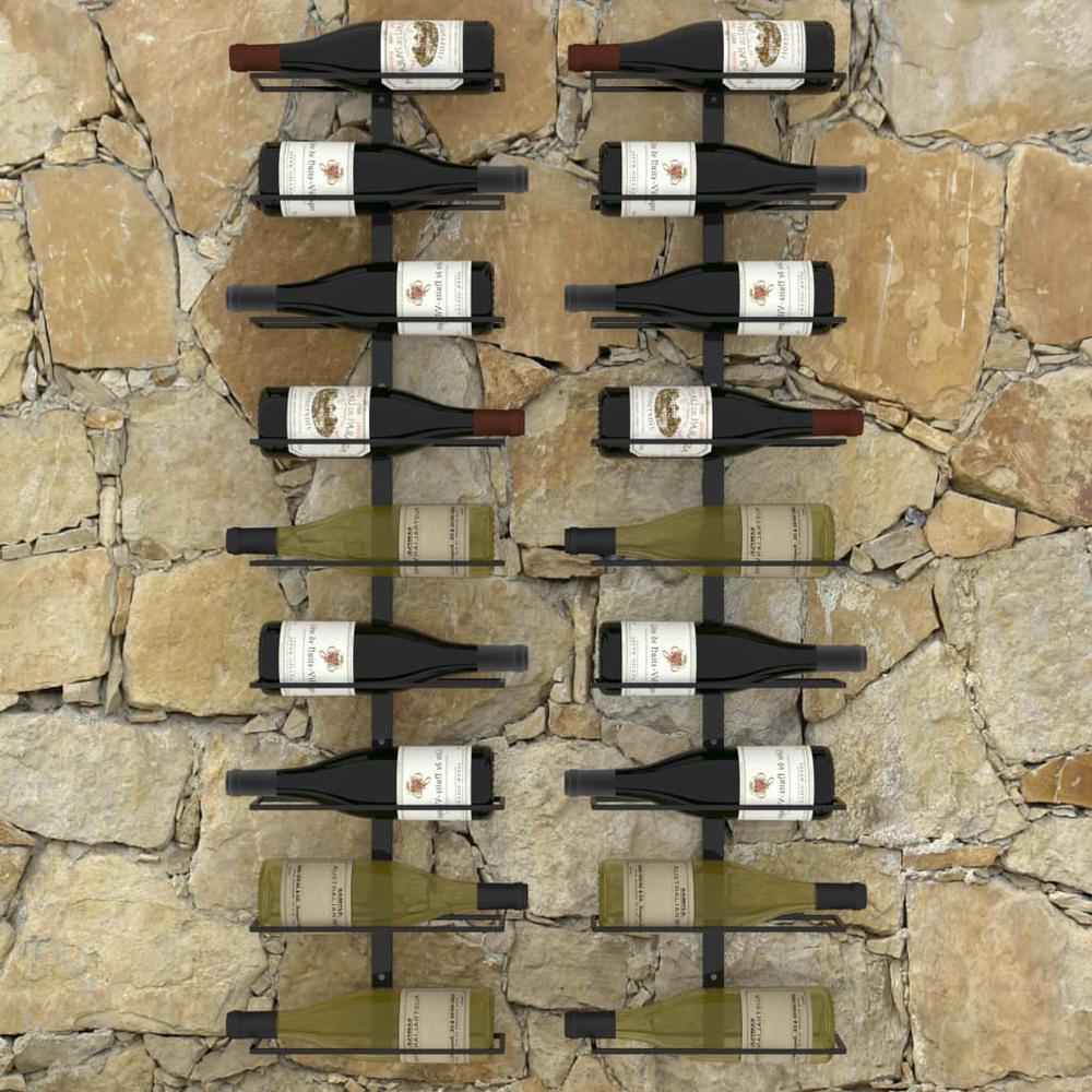 Wall-mounted Wine Racks for 18 Bottles 2 pcs Black Iron. Picture 4