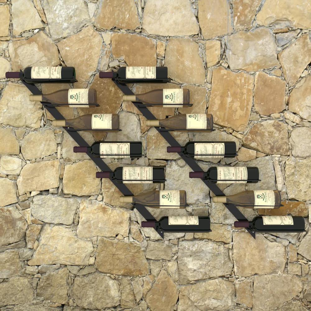 Wall-mounted Wine Racks for 14 Bottles 2 pcs Black Metal. Picture 4