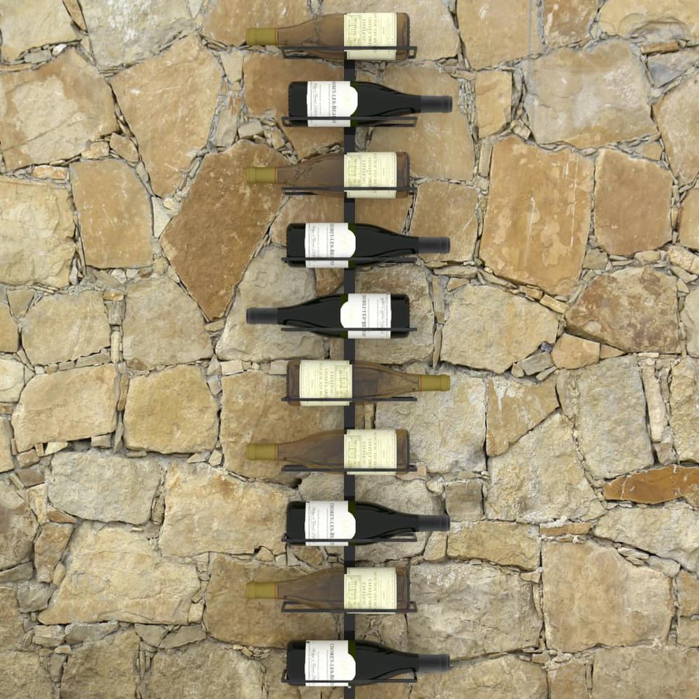 Wall-mounted Wine Rack for 10 Bottles Black Metal. Picture 4