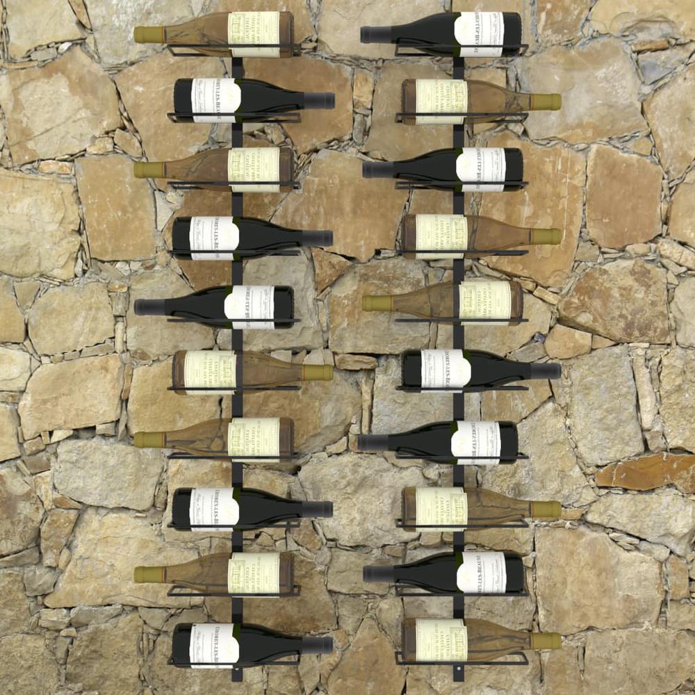 Wall-mounted Wine Racks for 20 Bottles 2 pcs Black Metal. Picture 4