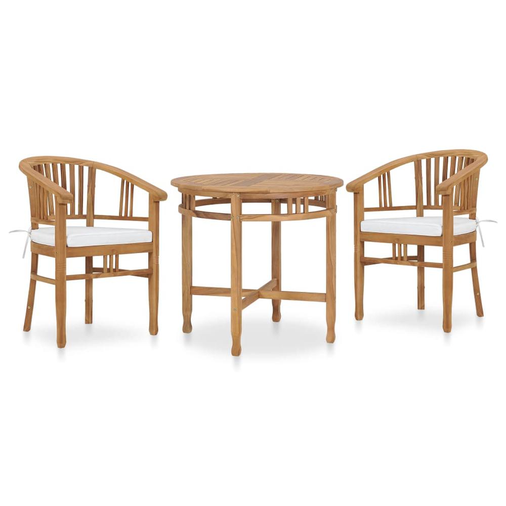 vidaXL 3 Piece Garden Dining Set with Cushions Solid Teak Wood 3648. Picture 1