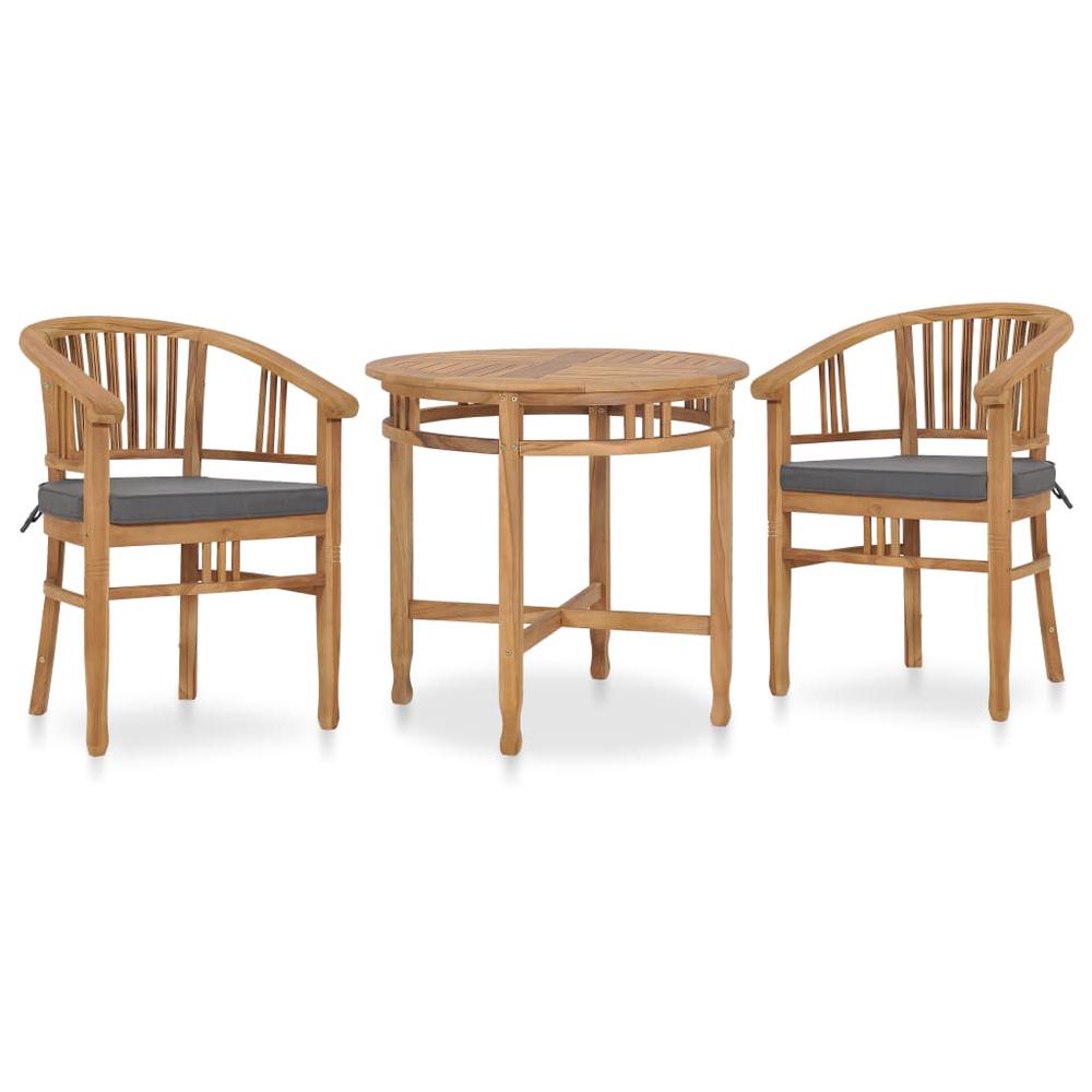 vidaXL 3 Piece Garden Dining Set with Cushions Solid Teak Wood 3649. Picture 1