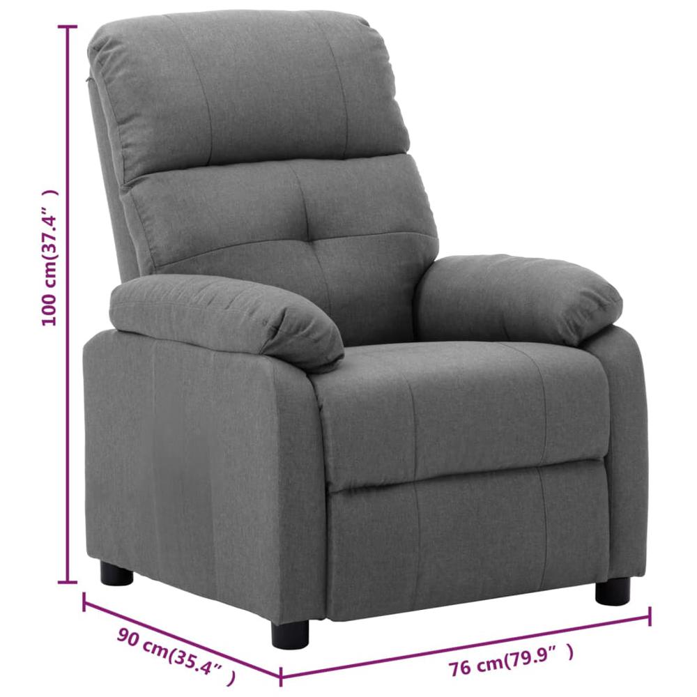 vidaXL Recliner Chair Light Gray Fabric. Picture 6