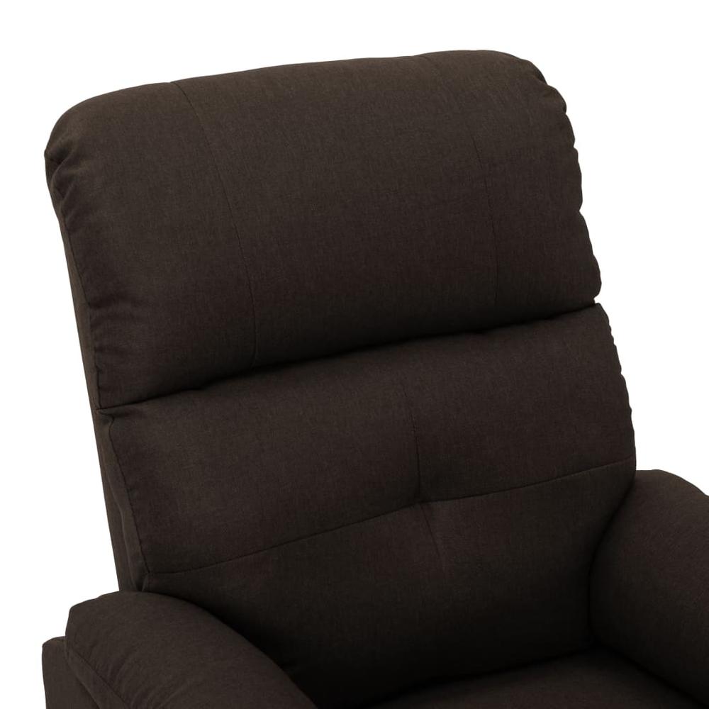 vidaXL Massage Recliner Chair Dark Brown Fabric. Picture 5