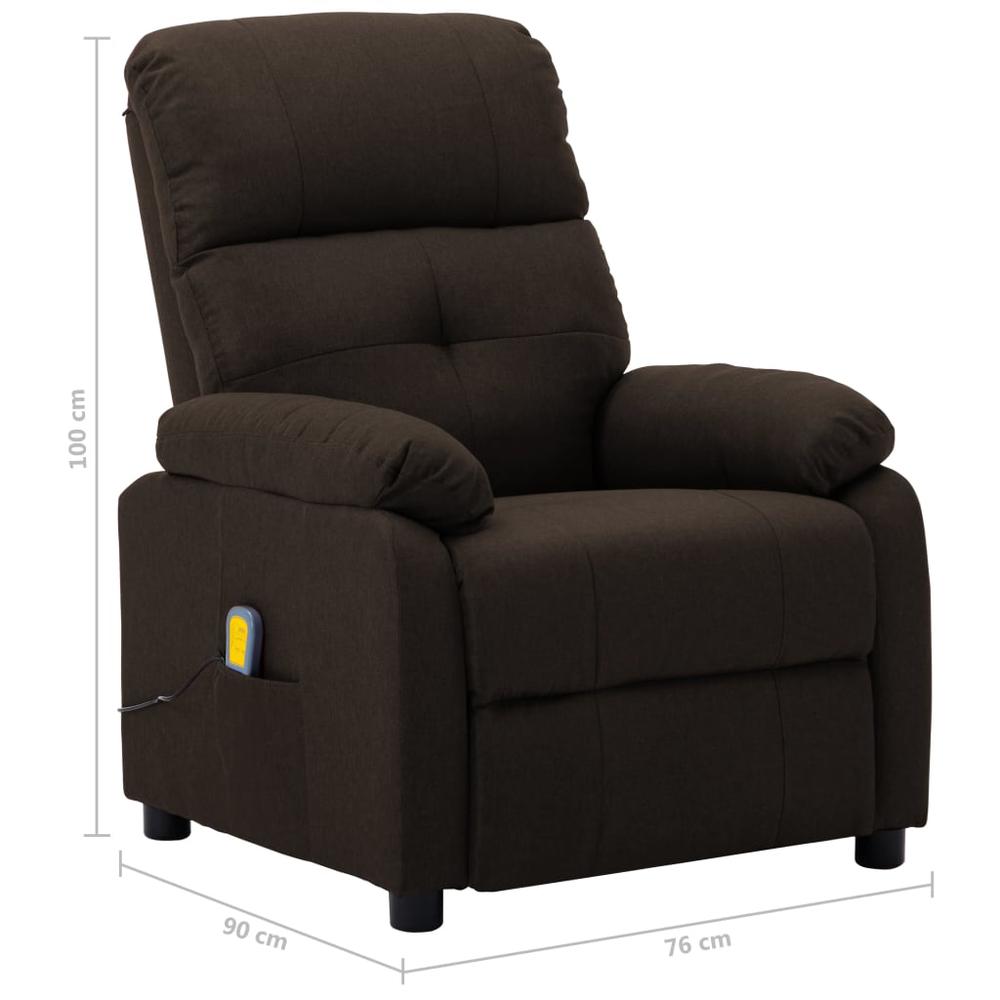 vidaXL Massage Recliner Chair Dark Brown Fabric. Picture 7